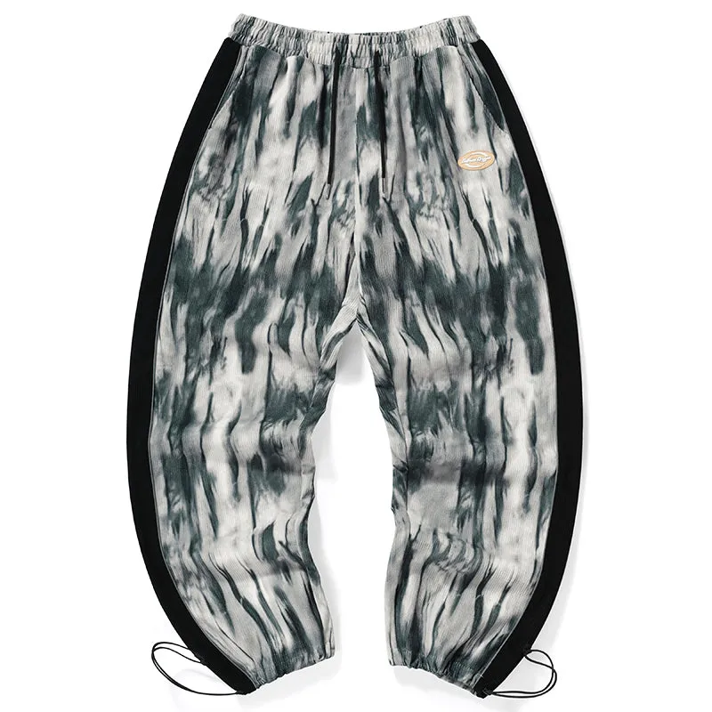 Ink Tie Dye Elastic Waist Straight Jogger Pants