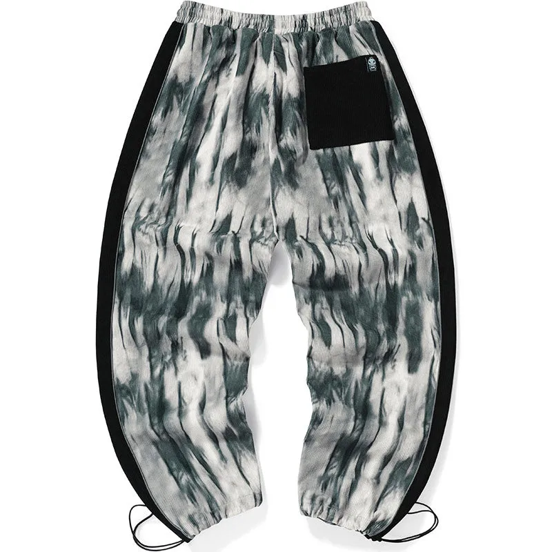 Ink Tie Dye Elastic Waist Straight Jogger Pants