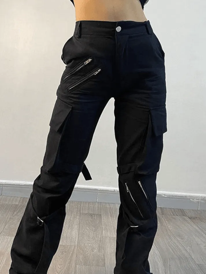 Joskaa Zipper Strap Detail Cargo Pants