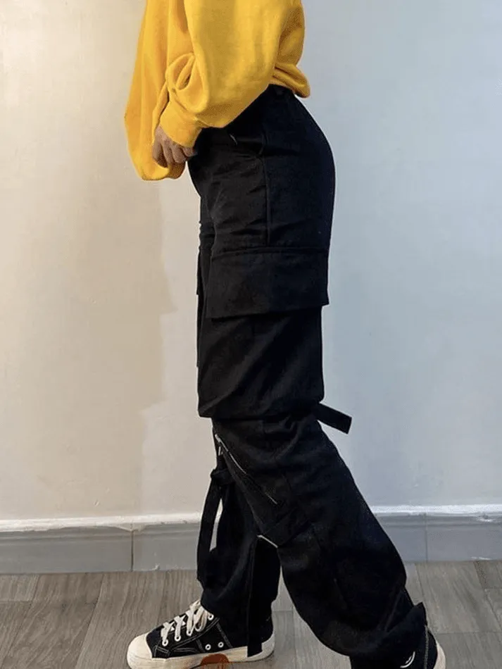 Joskaa Zipper Strap Detail Cargo Pants