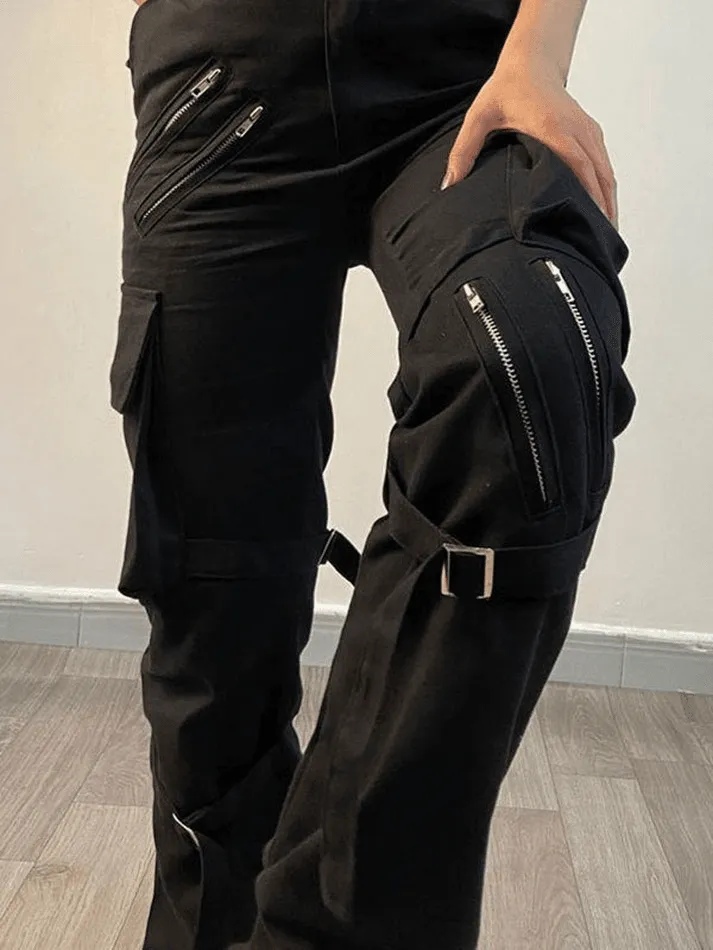 Joskaa Zipper Strap Detail Cargo Pants
