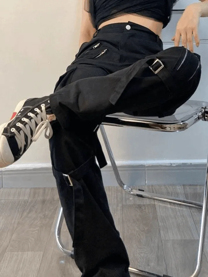 Joskaa Zipper Strap Detail Cargo Pants