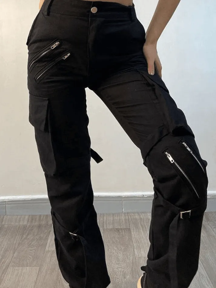 Joskaa Zipper Strap Detail Cargo Pants