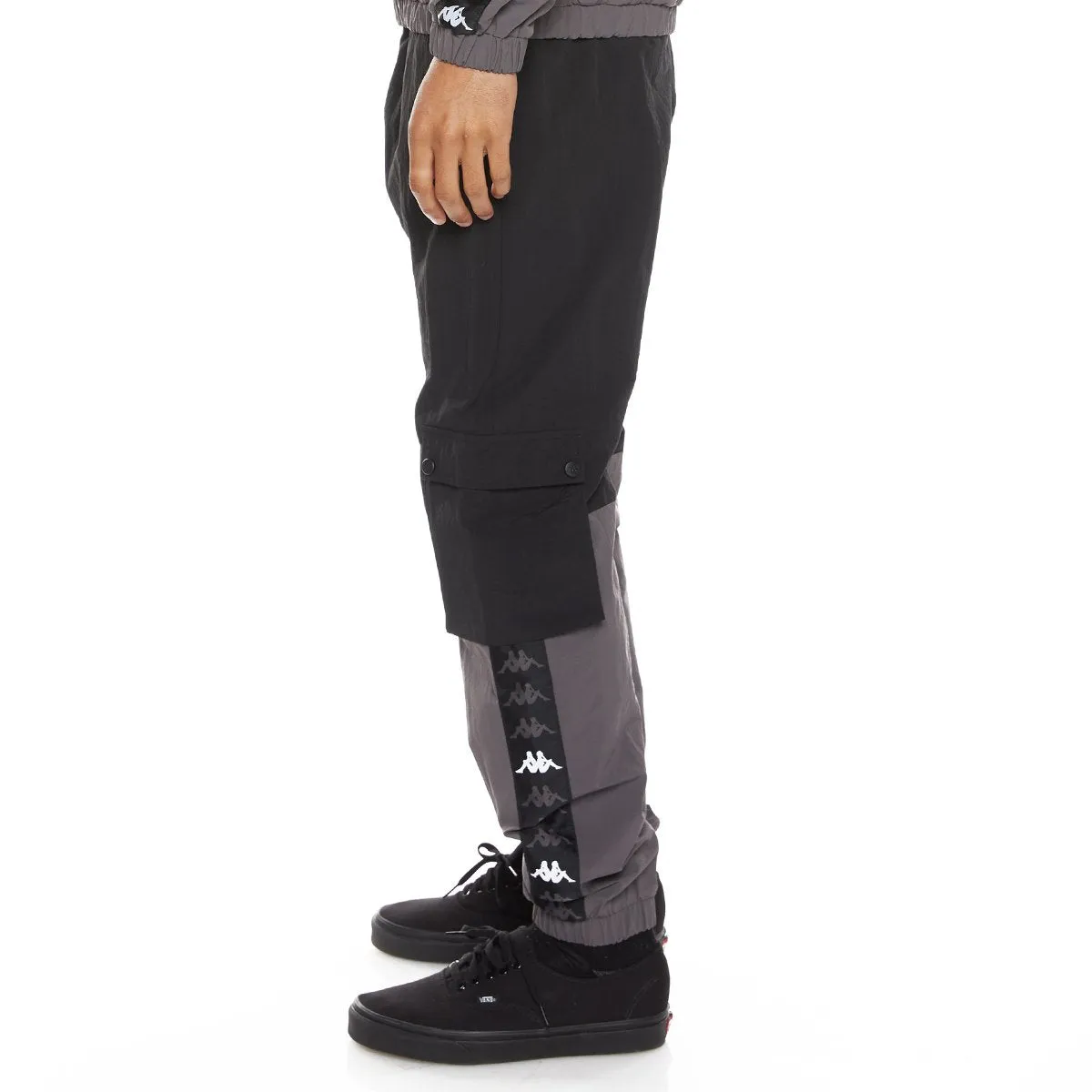 KAPPA 222 BANDA ERISTIN WOVEN PANTS - BLACK GREY WHITE