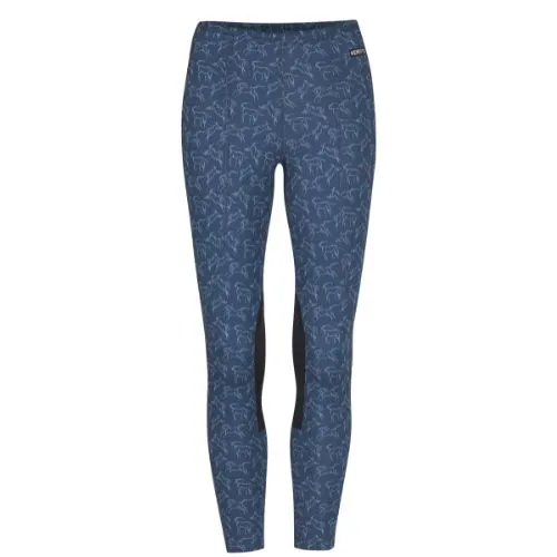 Kerrits Knee Patch Performance Tights in Admiral Whinnies - Children's Small
