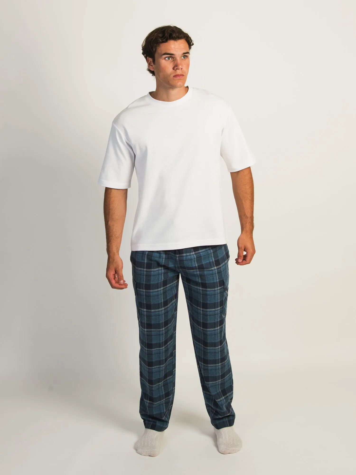 KOLBY THOMAS CARGO PLAID PANT - BLUE