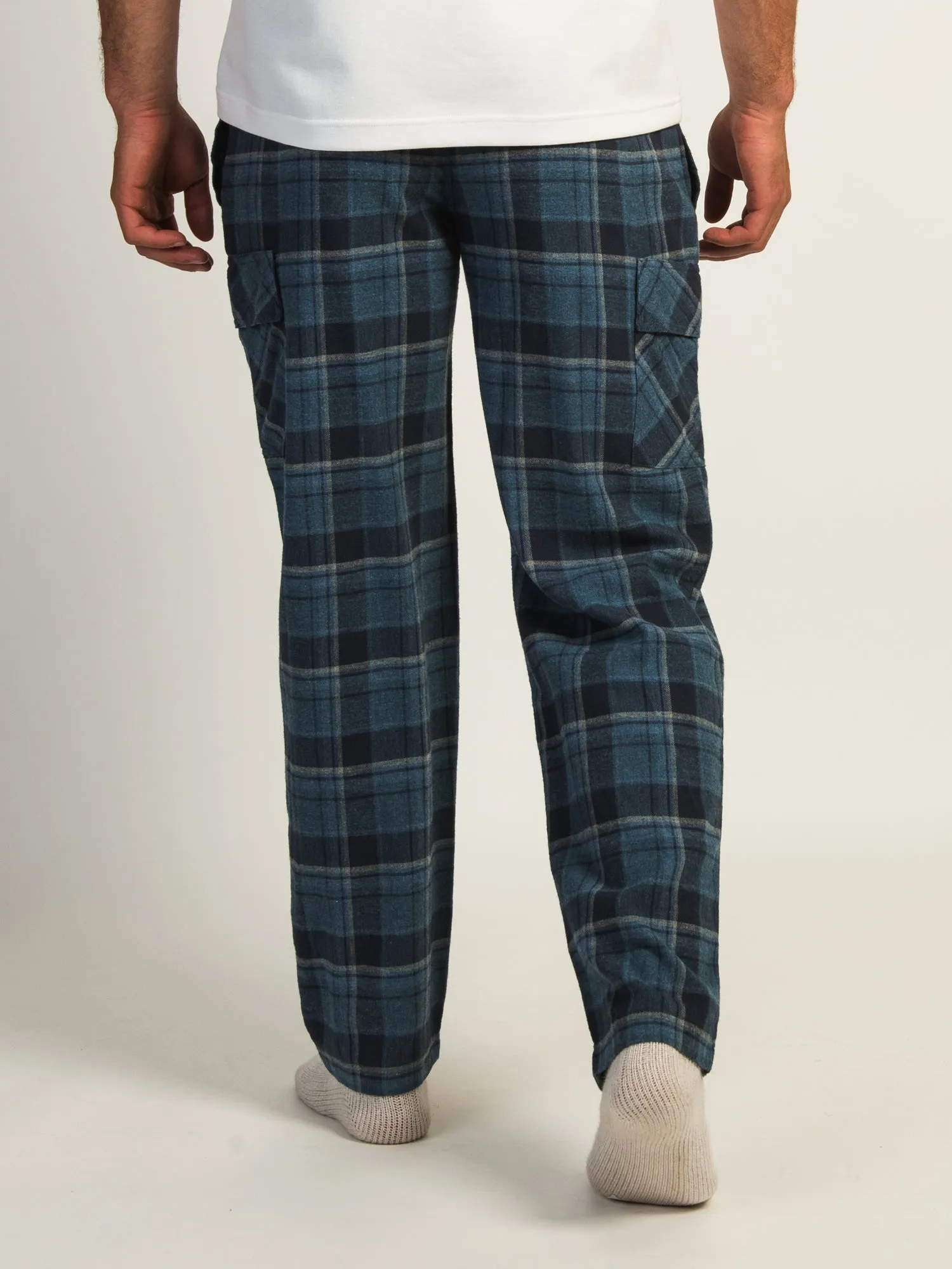 KOLBY THOMAS CARGO PLAID PANT - BLUE