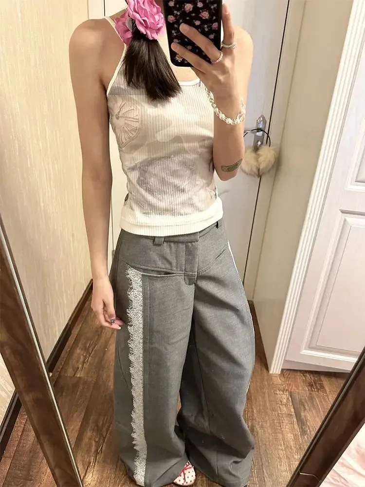 Lace Baggy High Charming Waist Loose Trousers