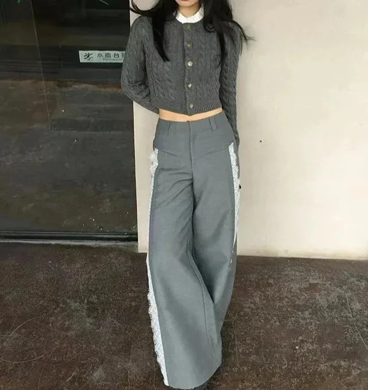Lace Baggy High Charming Waist Loose Trousers