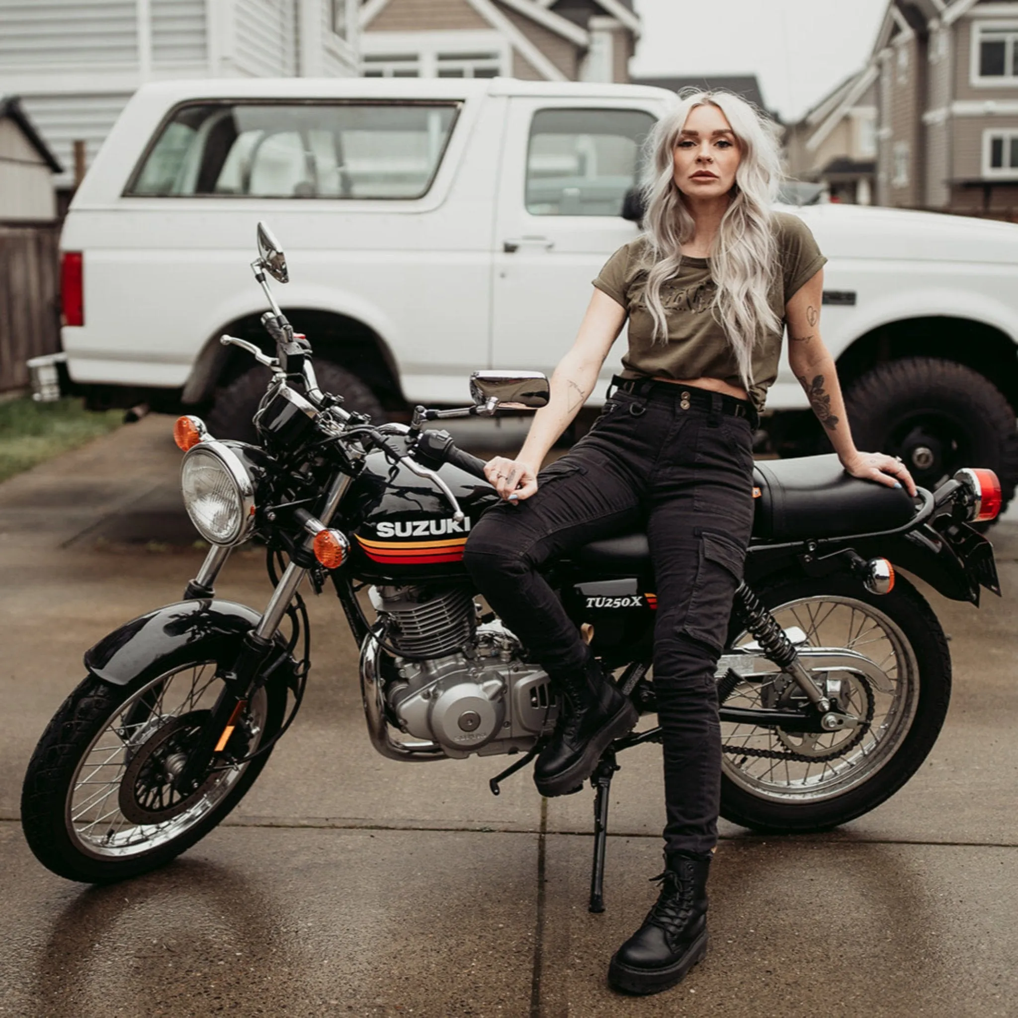 LARA BLACK - Women's Motorcycle Cargo Trousers