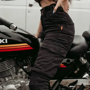 LARA BLACK - Women's Motorcycle Cargo Trousers