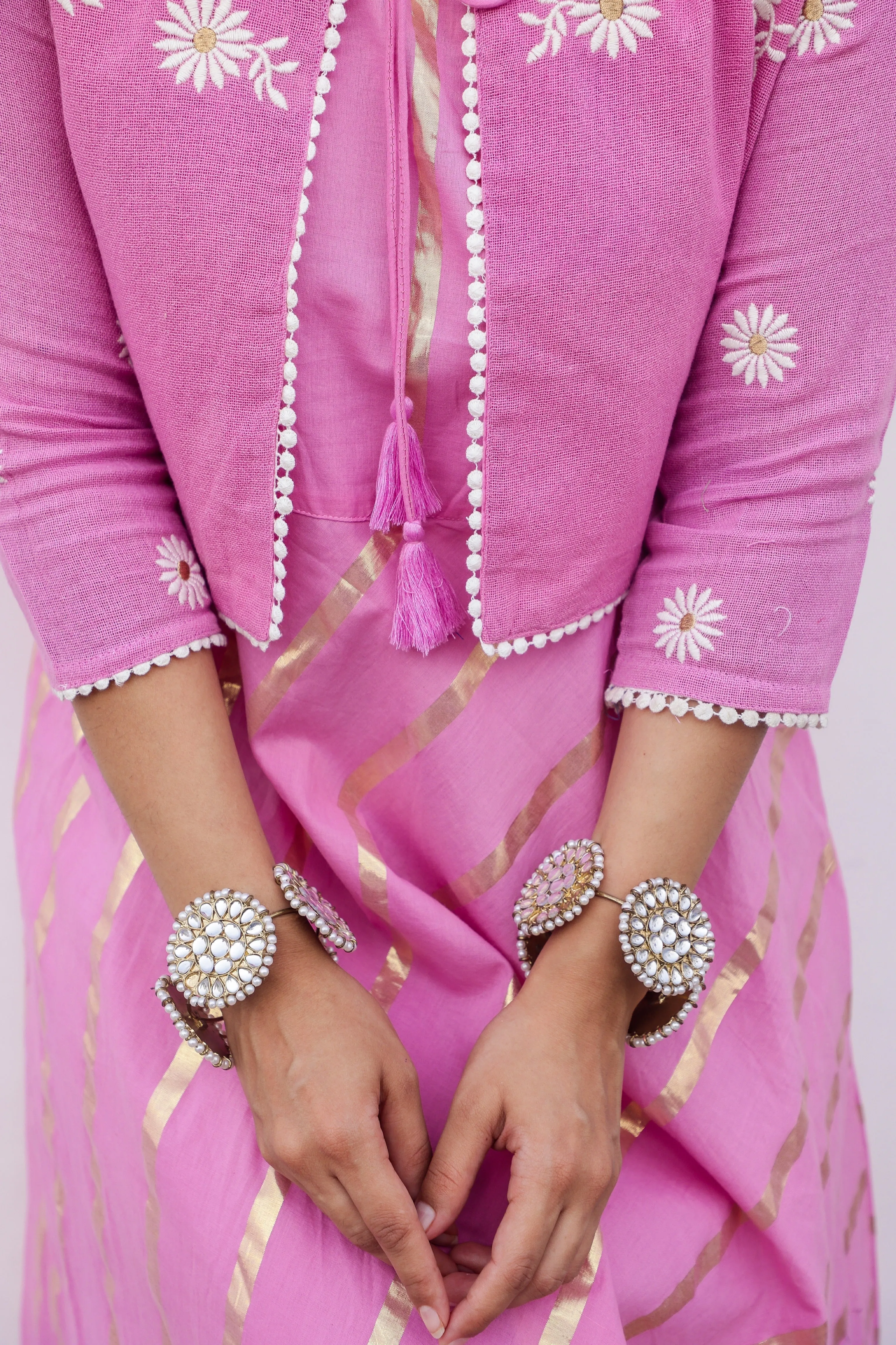 Lavender Embroidered Jacket And Maxi Dress