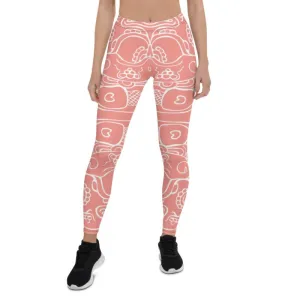 Leggings - Maya Hieratic symbol Burnt Coral