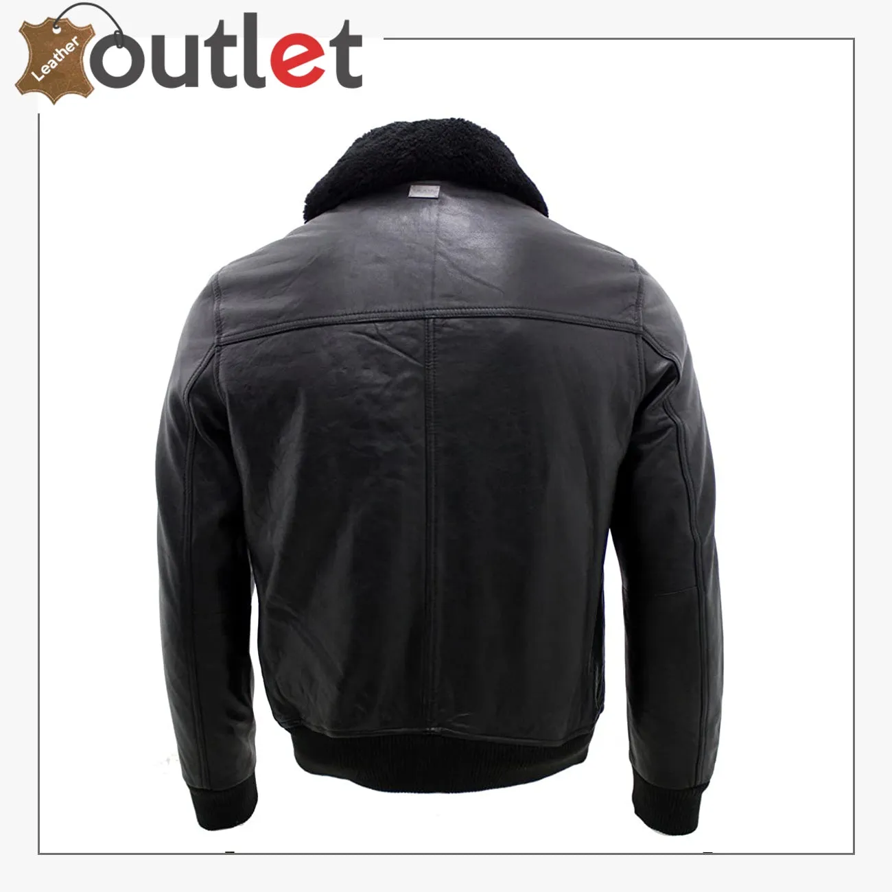 Men's A2 Black Sheep Napa Leather Bomber Jacket with Detachable Sheepskin Collar