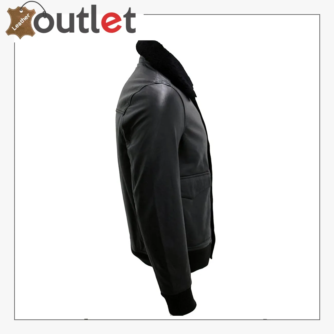 Men's A2 Black Sheep Napa Leather Bomber Jacket with Detachable Sheepskin Collar