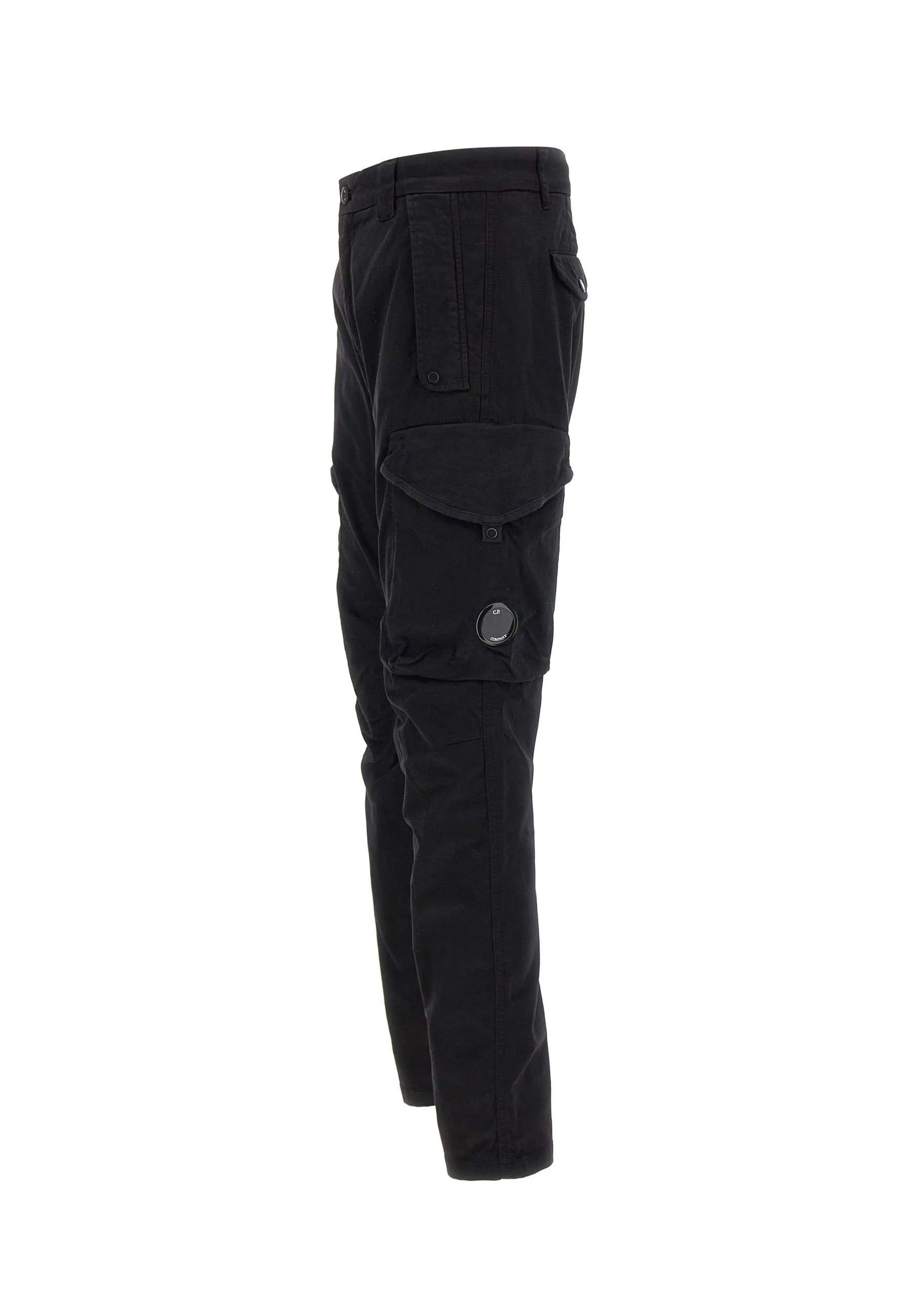Men's Black Cotton Cargo Trousers