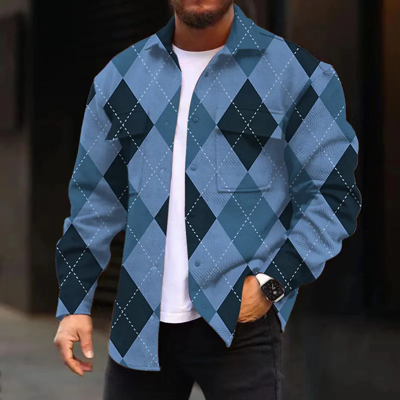 Men's Corduroy Print Long Sleeve Jacket 38571857L