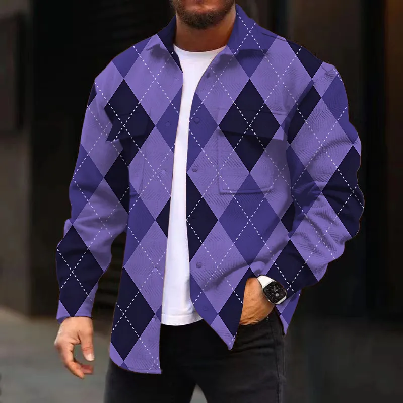 Men's Corduroy Print Long Sleeve Jacket 38571857L