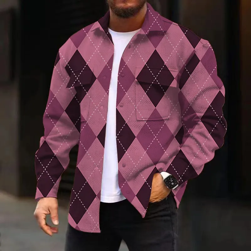 Men's Corduroy Print Long Sleeve Jacket 38571857L