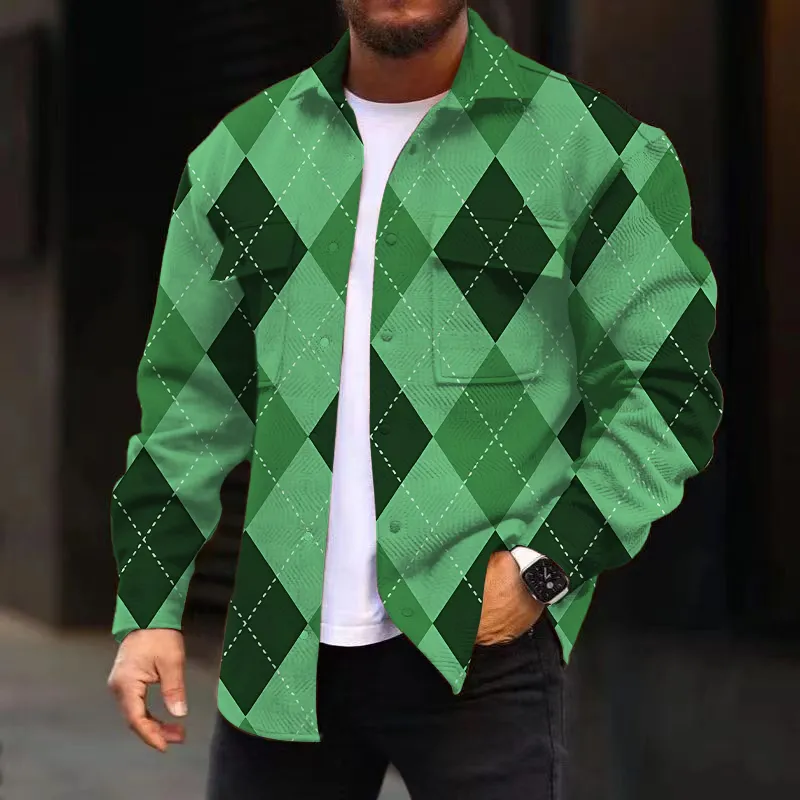 Men's Corduroy Print Long Sleeve Jacket 38571857L