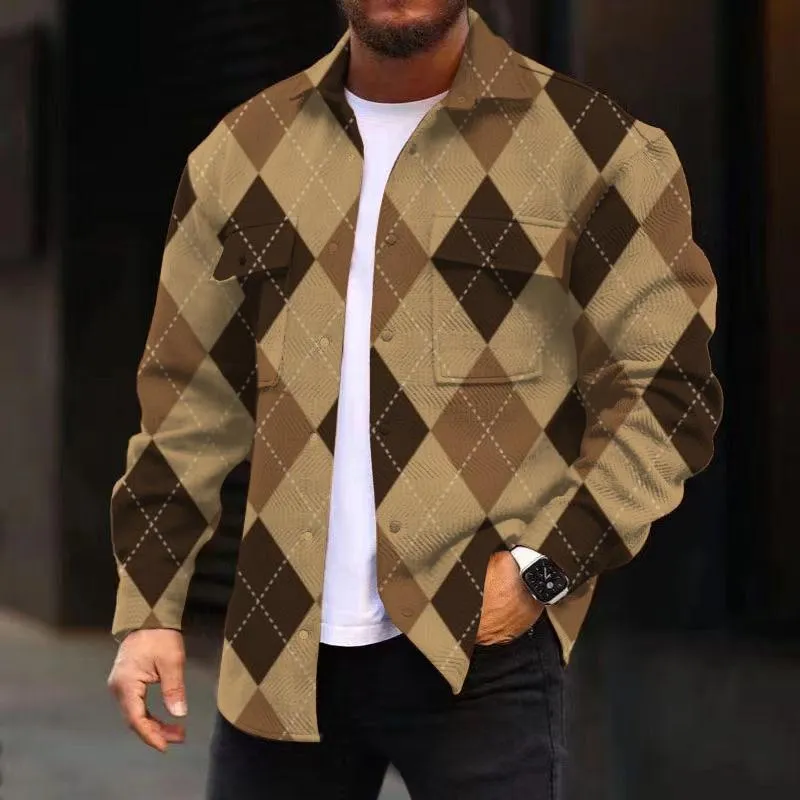 Men's Corduroy Print Long Sleeve Jacket 38571857L