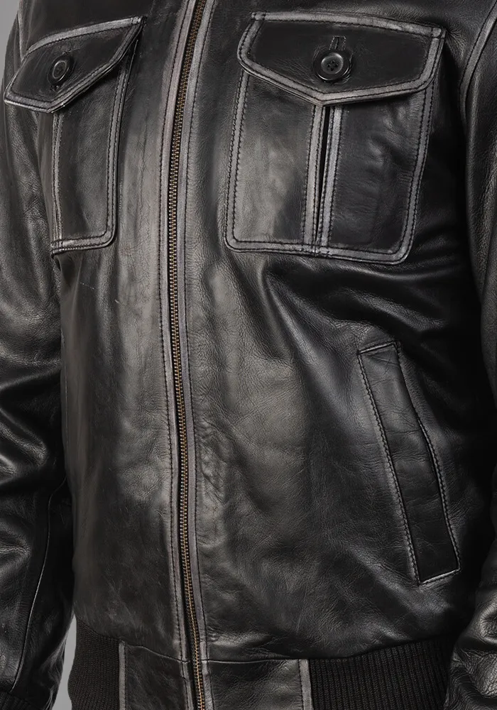 Men’s Vintage Motorcycle Distressed Retro Leather Jacket