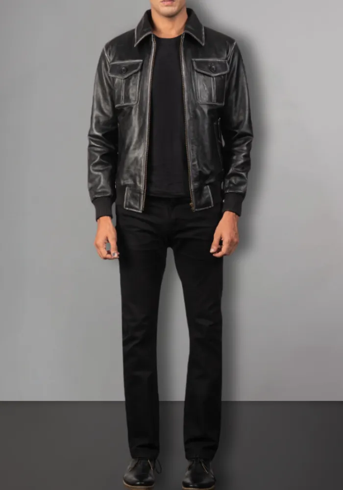 Men’s Vintage Motorcycle Distressed Retro Leather Jacket
