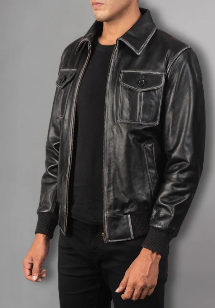 Men’s Vintage Motorcycle Distressed Retro Leather Jacket