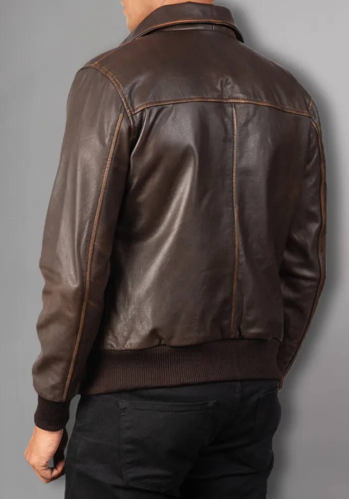 Men’s Vintage Motorcycle Distressed Retro Leather Jacket