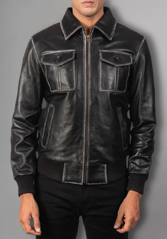 Men’s Vintage Motorcycle Distressed Retro Leather Jacket