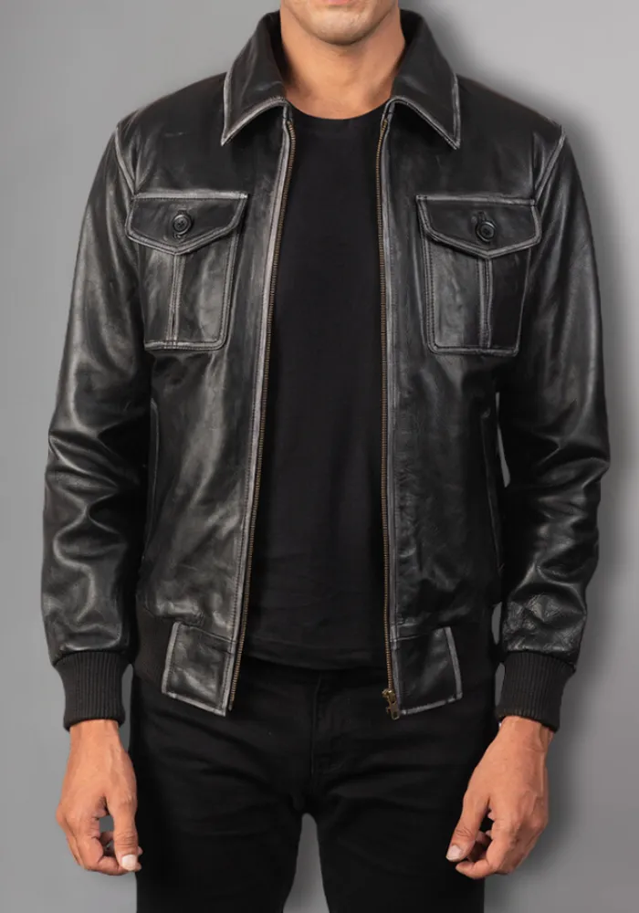 Men’s Vintage Motorcycle Distressed Retro Leather Jacket