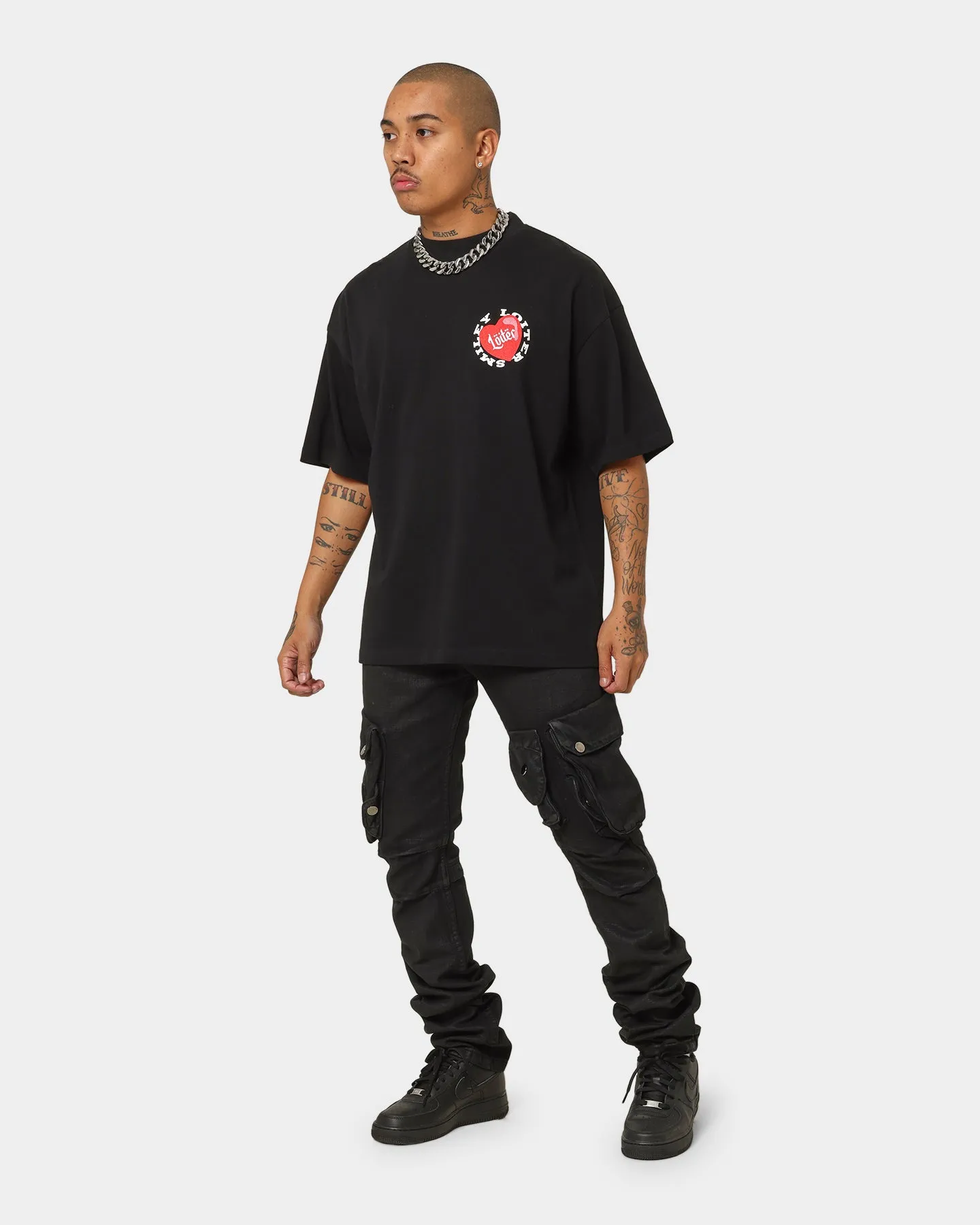 MNML Waxed Denim Cargo Pants Black