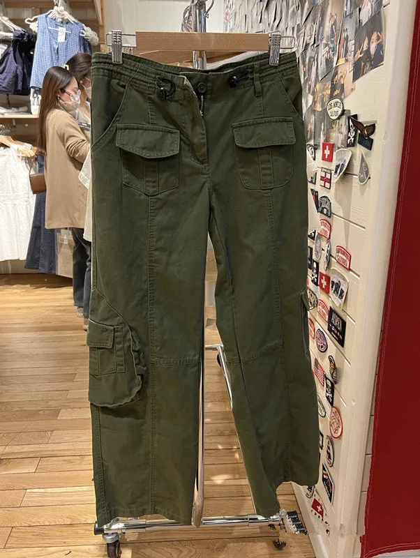 Multi-pocket American High Waist Straight Casual Pants