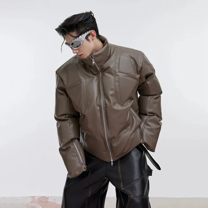 Oversize PU Leather Padded Jacket