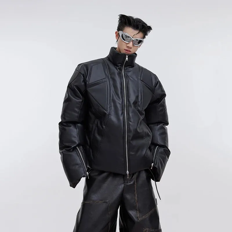 Oversize PU Leather Padded Jacket