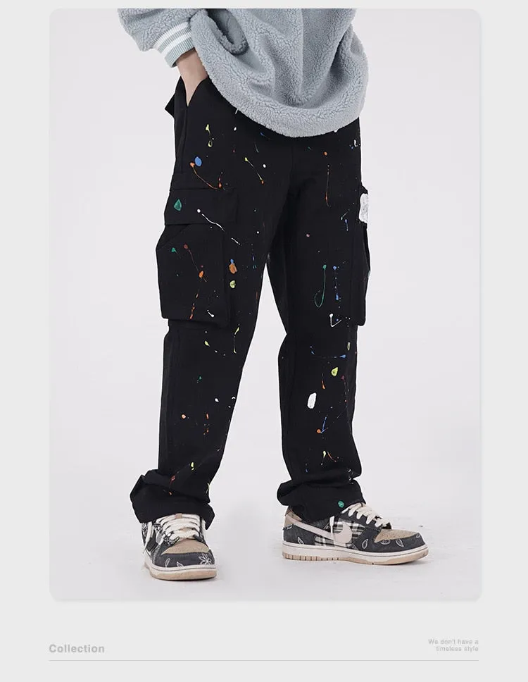 Paint Splash Print Cargo Pants