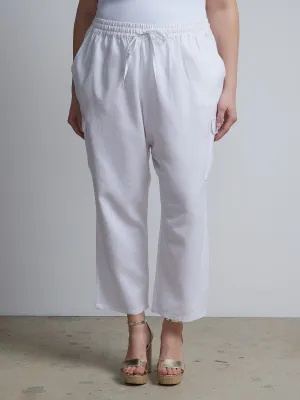 Plus Linen-Blend Patch-Pocket Ankle Pants