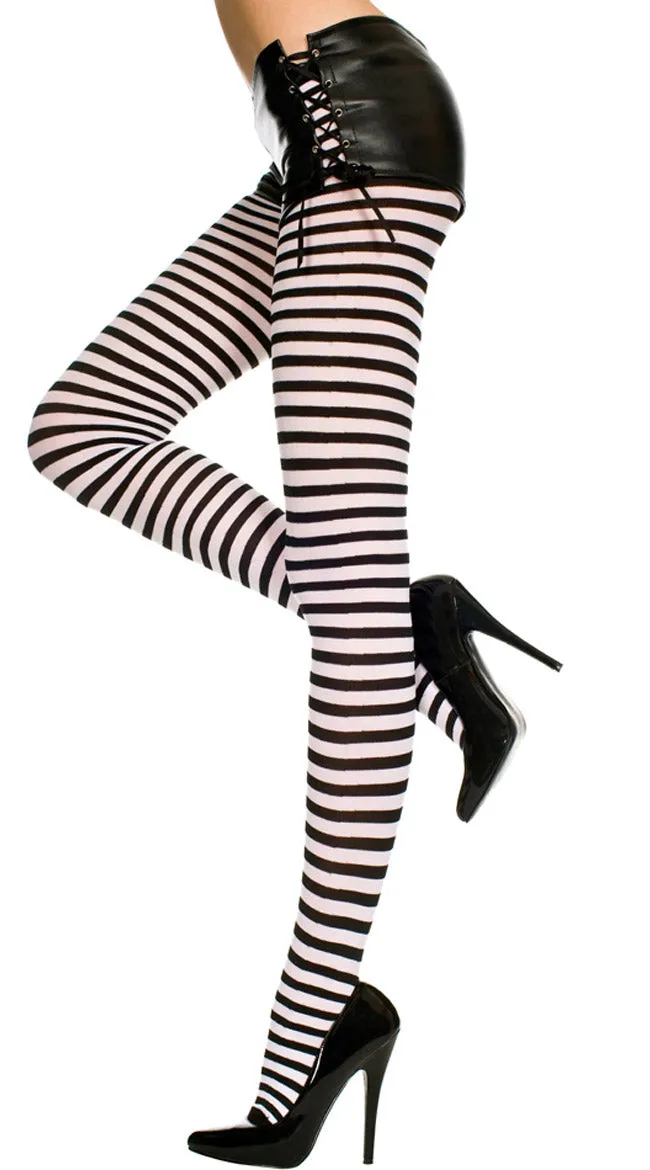 Plus Size Opaque Striped Tights