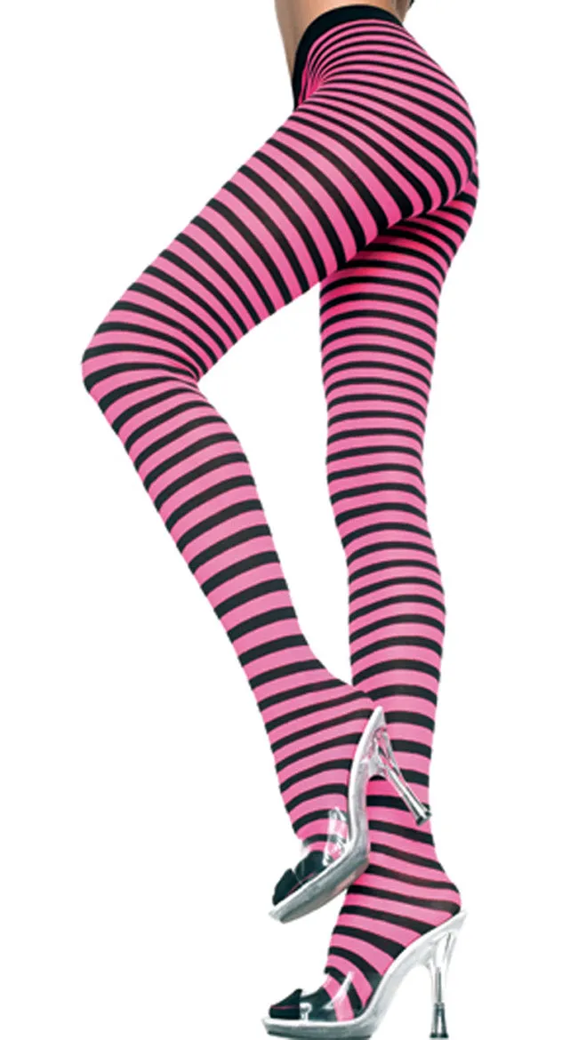 Plus Size Opaque Striped Tights