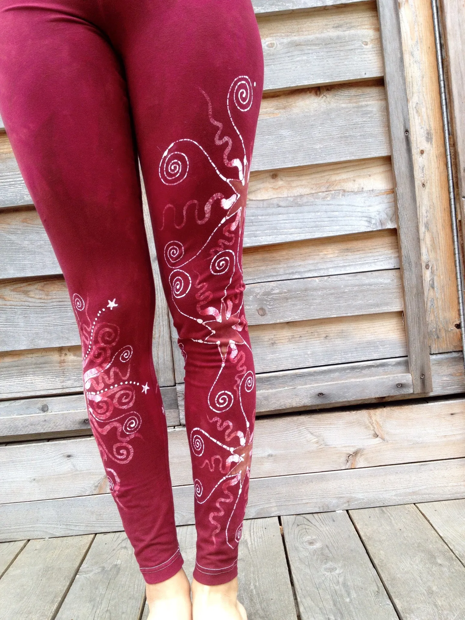 Red Earth Om and Batik Stars Leggings