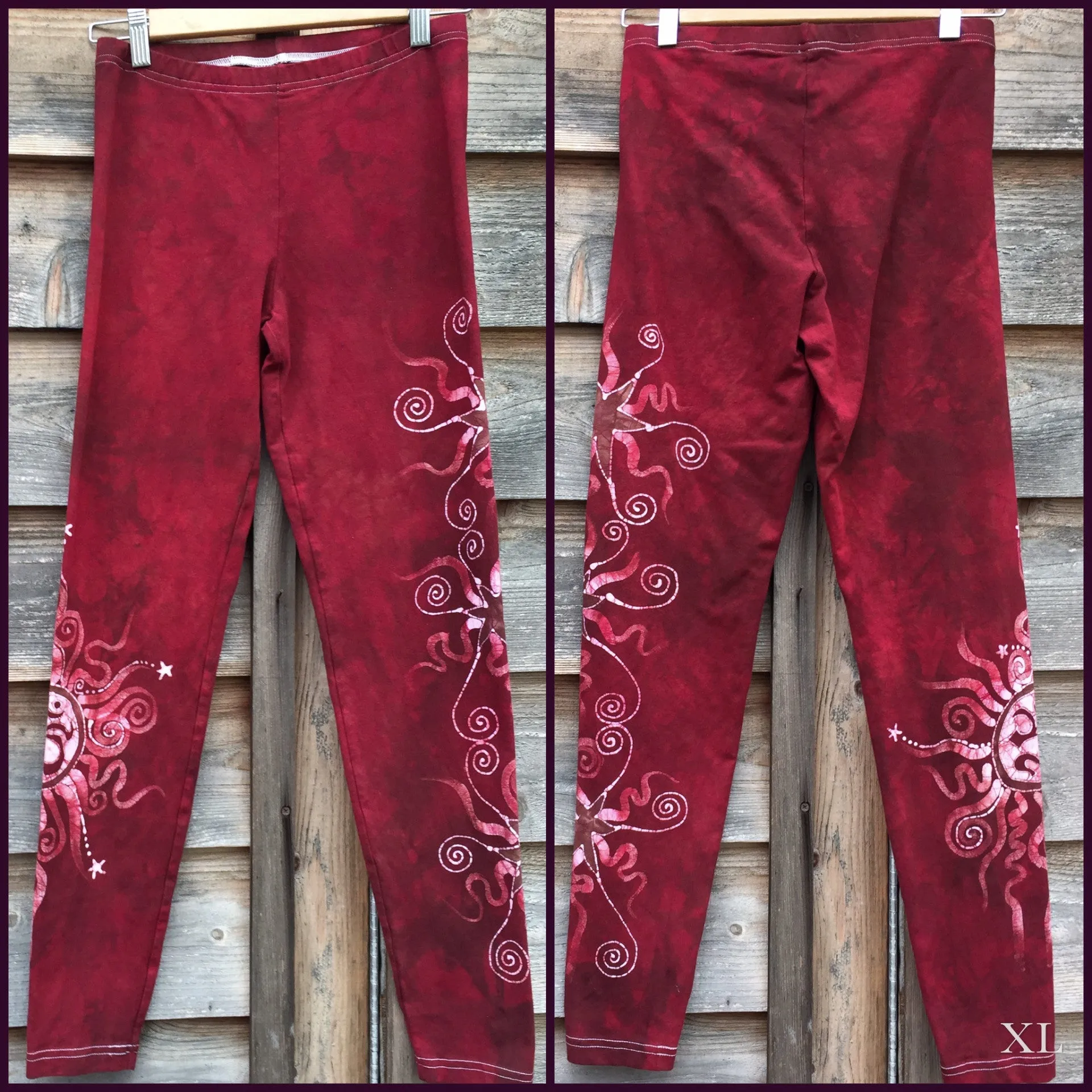 Red Earth Om and Batik Stars Leggings