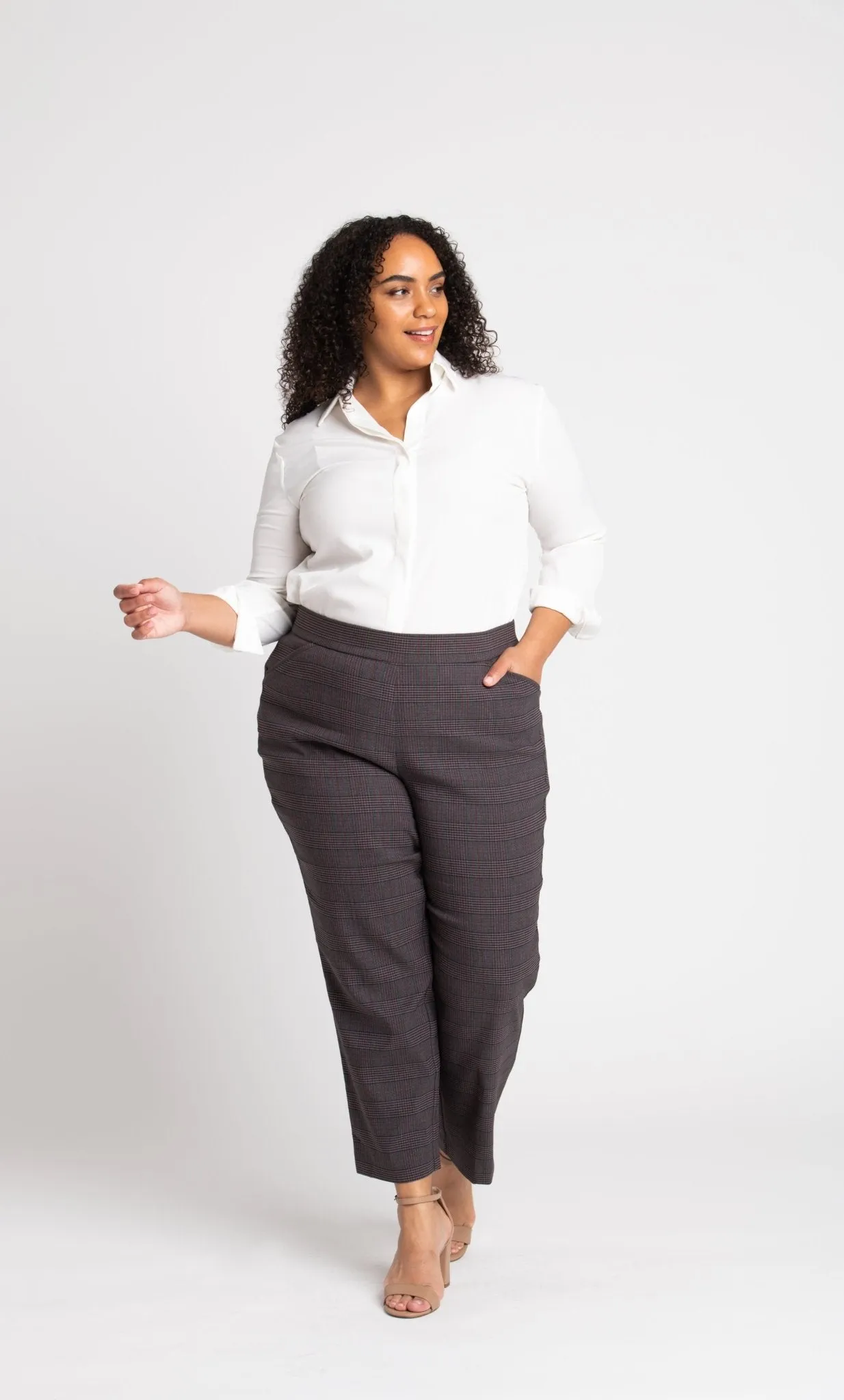 Roz & Ali Millennium Wine Plaid Pull On Ankle Pants - Plus