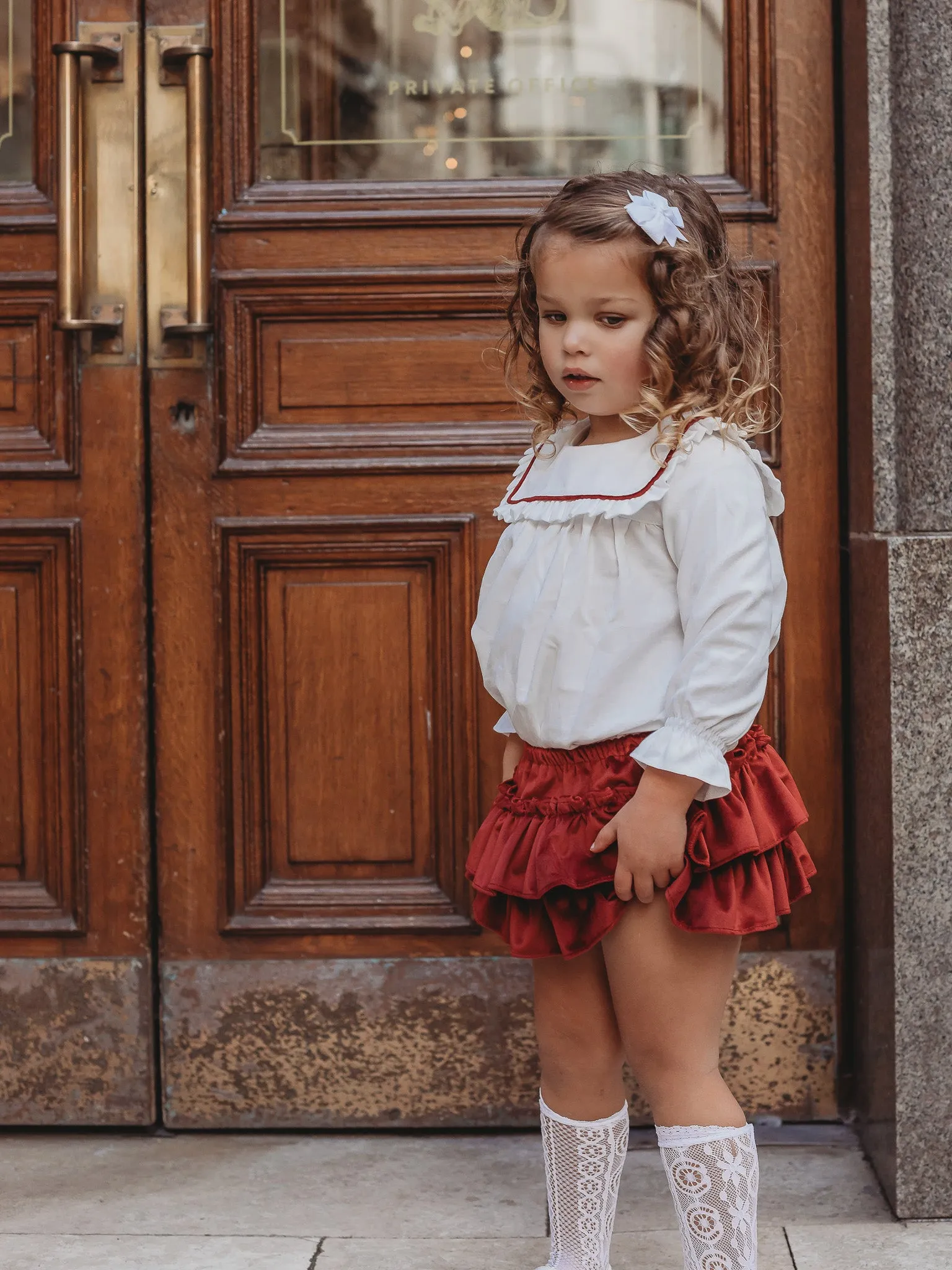 'Ruby' statement collar 2 piece burgundy velvet set