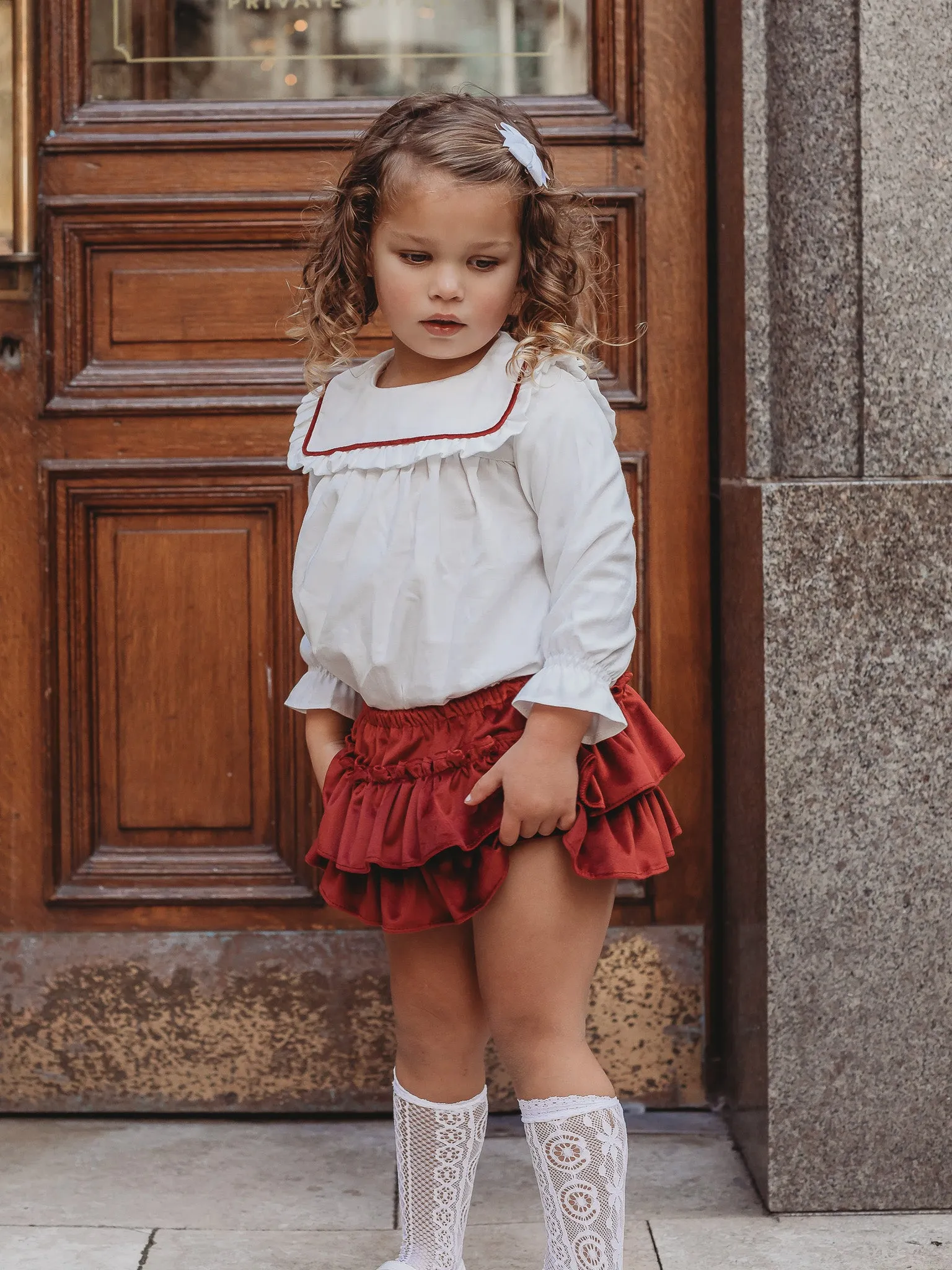 'Ruby' statement collar 2 piece burgundy velvet set