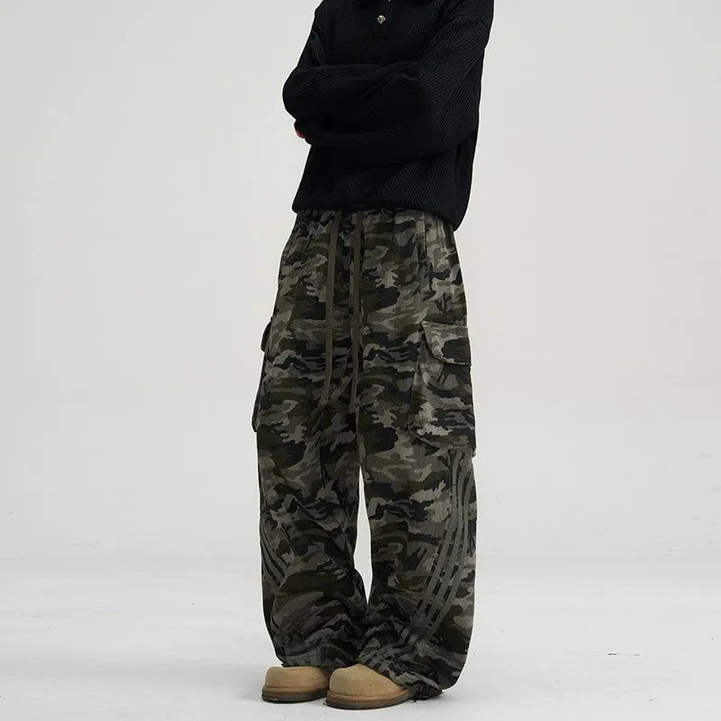 Side Striped Camouflage Cargo Pants