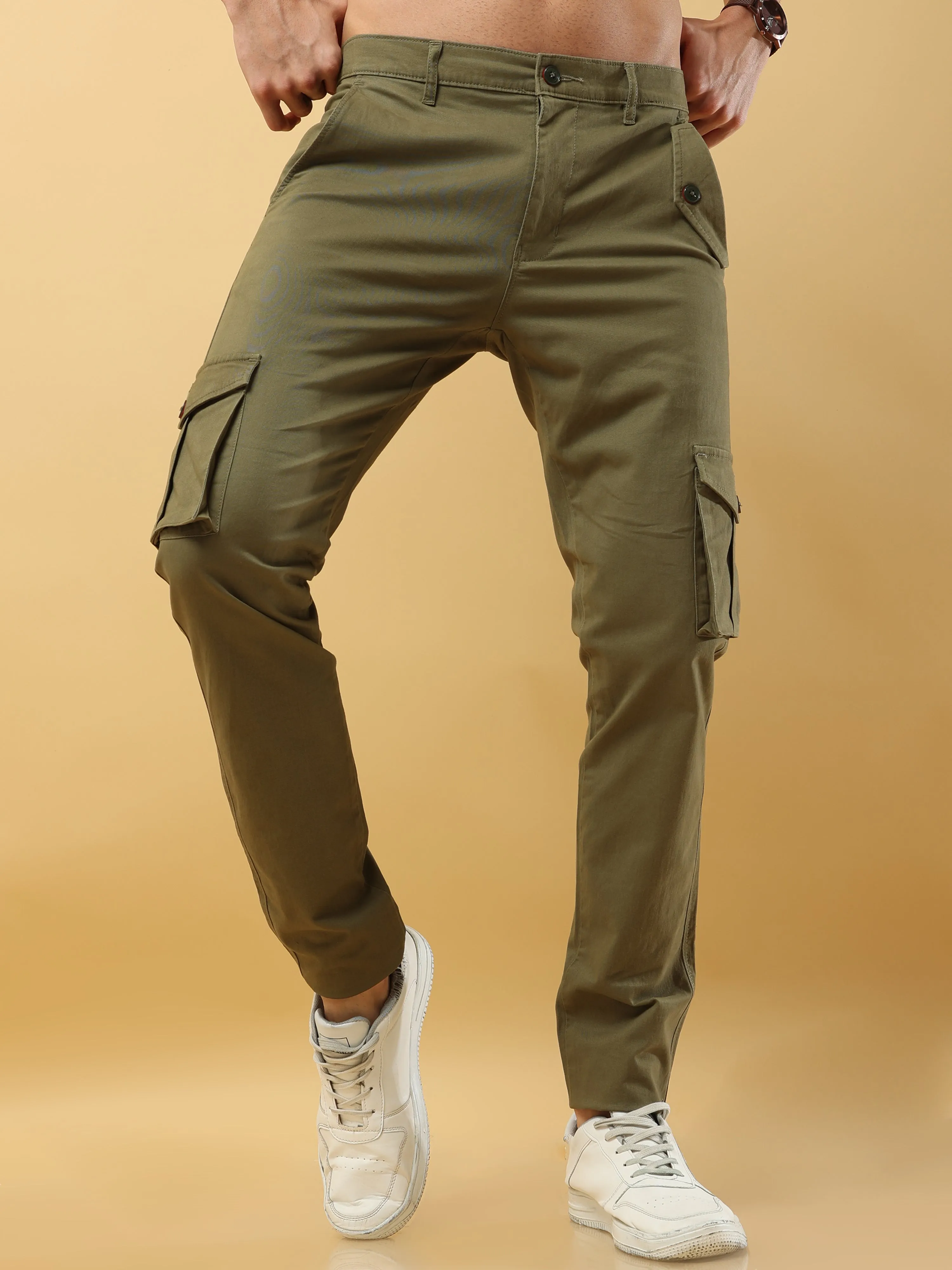 Slim Fit Olive Green Cargo Pant