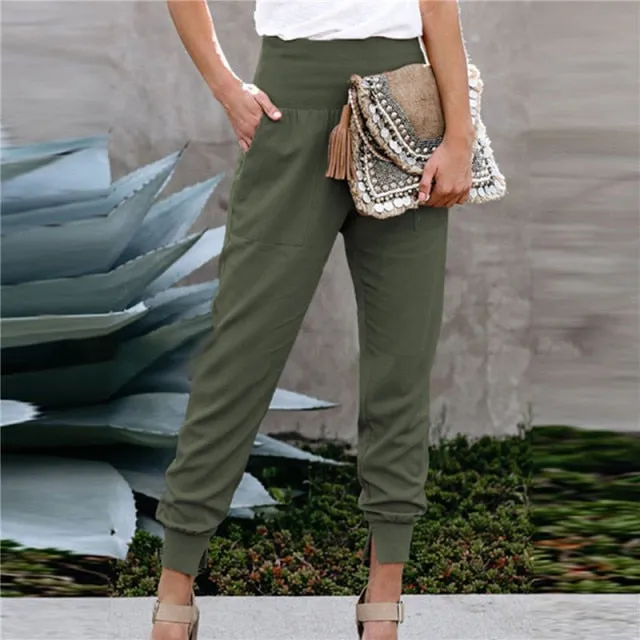 Solid Color Women's High Waisted With Split Hem Pants Autumn And Winter High Waist Casual Loose Trousers Harem Pants