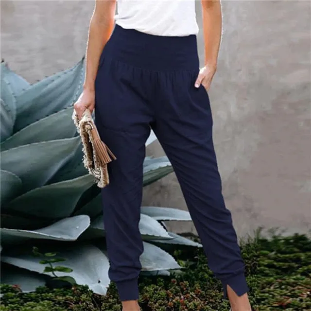 Solid Color Women's High Waisted With Split Hem Pants Autumn And Winter High Waist Casual Loose Trousers Harem Pants