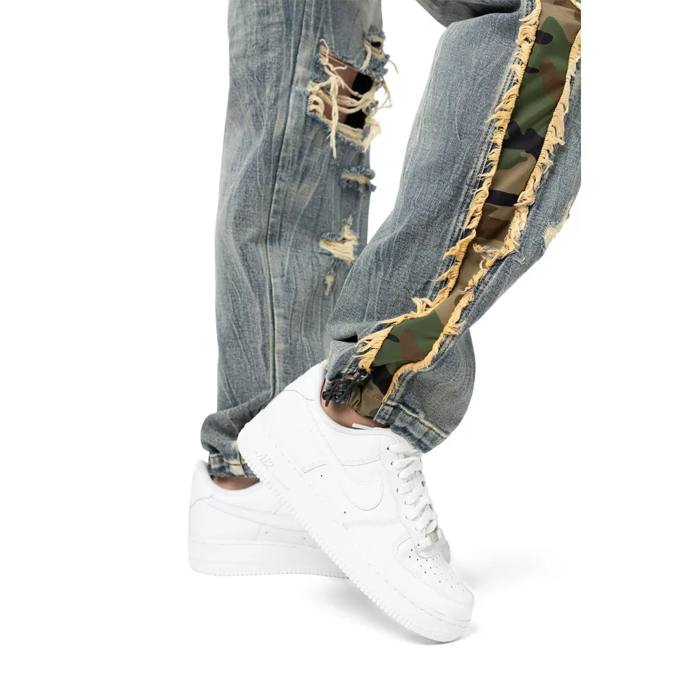Straight Slouched Mix Media Jeans - Florence Blue