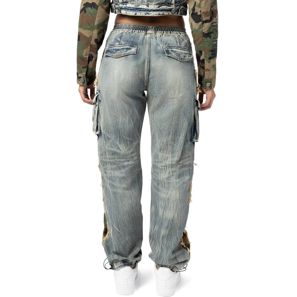 Straight Slouched Mix Media Jeans - Florence Blue